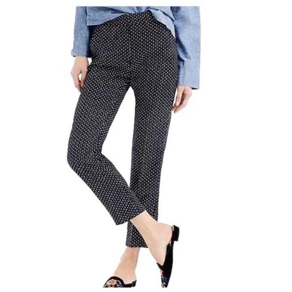 J. Crew Easy Pant in Foulard Print Navy White 12 tall 12T - Picture 1 of 6